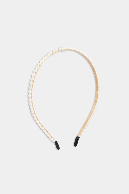 Evans Yours Gold & White Pearl Thin Headband
