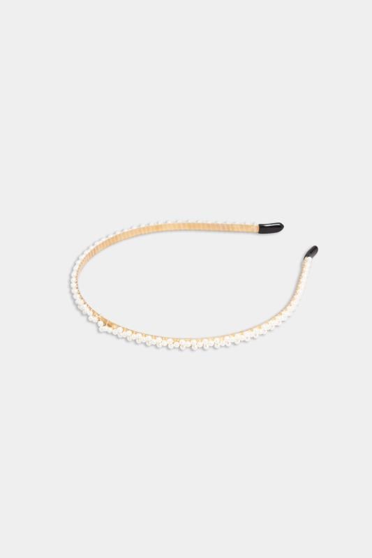 Evans Yours Gold & White Pearl Thin Headband