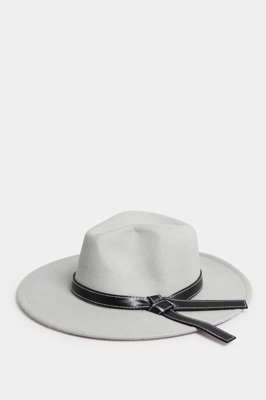 Evans Yours Grey Faux Leather Band Fedora Hat