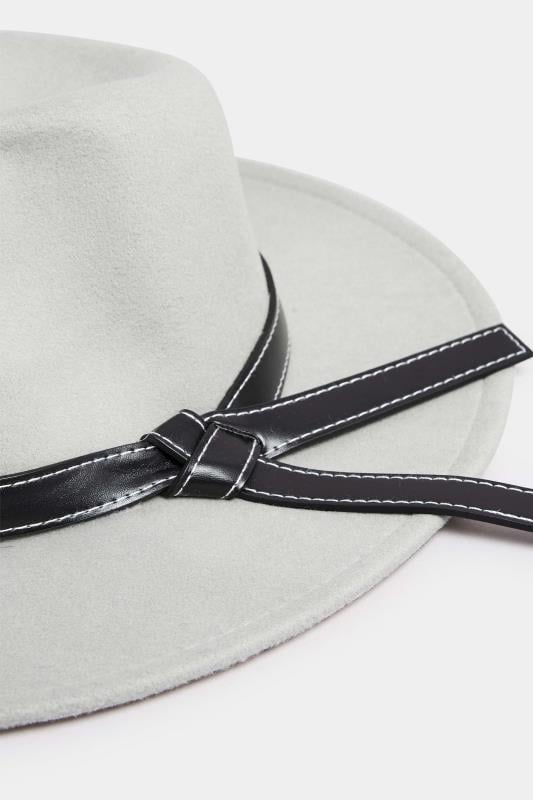 Evans Yours Grey Faux Leather Band Fedora Hat