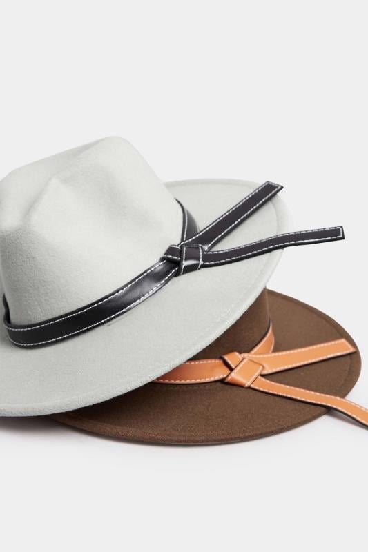 Evans Yours Grey Faux Leather Band Fedora Hat