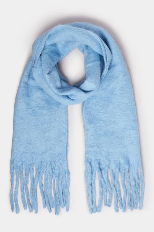 Evans Yours Light Blue Tassel Trim Chunky Scarf