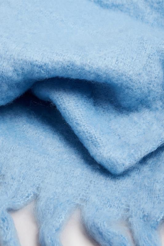 Evans Yours Light Blue Tassel Trim Chunky Scarf