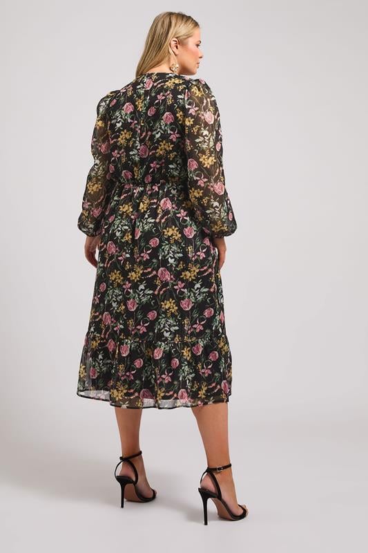 Evans YOURS LONDON Curve Black Floral Midaxi Dress