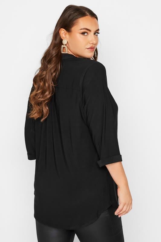 Evans YOURS LONDON Curve Black Half Placket Shirt