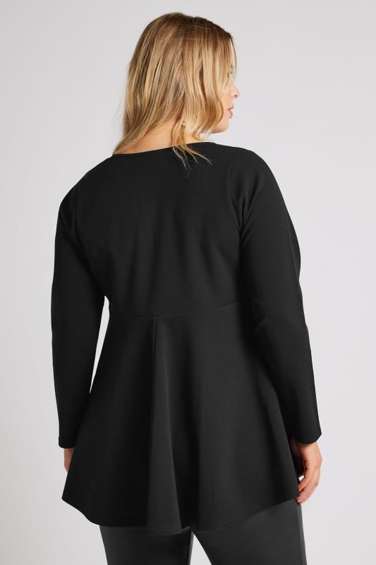 Evans YOURS LONDON Curve Black Keyhole Peplum Top