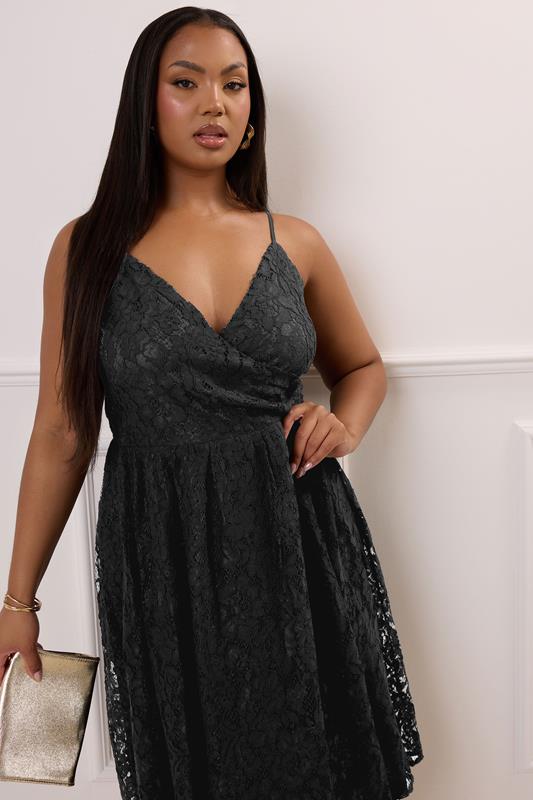 Evans YOURS LONDON Curve Black Lace Skater Dress