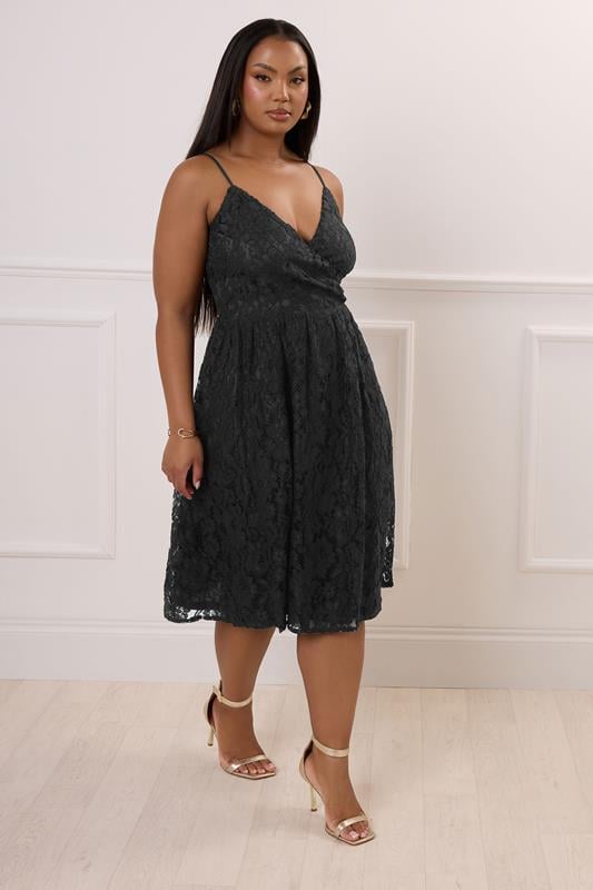 Evans YOURS LONDON Curve Black Lace Skater Dress