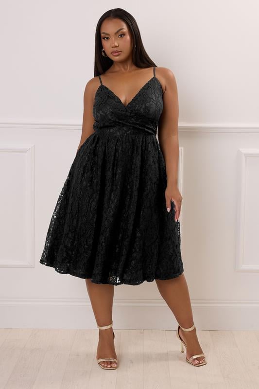 evans YOURS LONDON Curve Black Lace Skater Dress