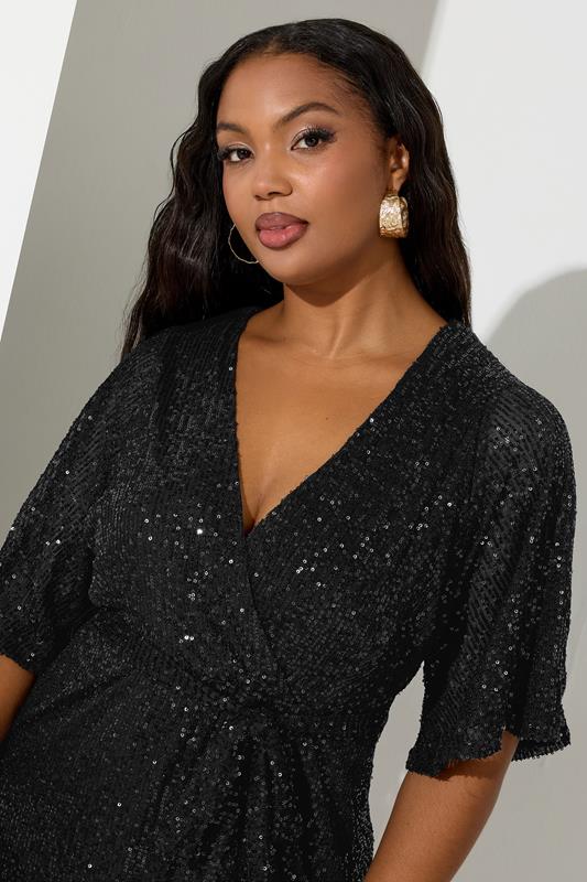 Evans YOURS LONDON Curve Black Sequin Wrap Dress