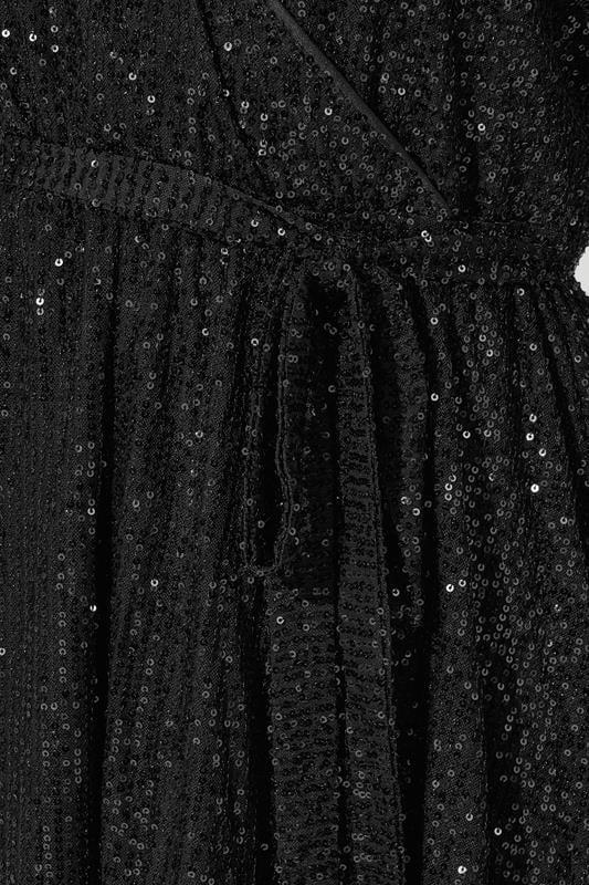 Evans YOURS LONDON Curve Black Sequin Wrap Top