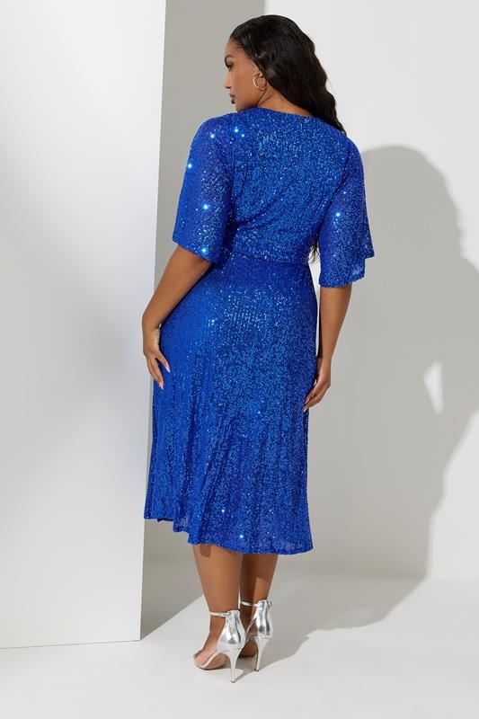 Evans YOURS LONDON Curve Blue Sequin Wrap Dress