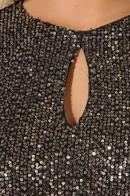Evans YOURS LONDON Curve Gold Sequin Keyhole Top
