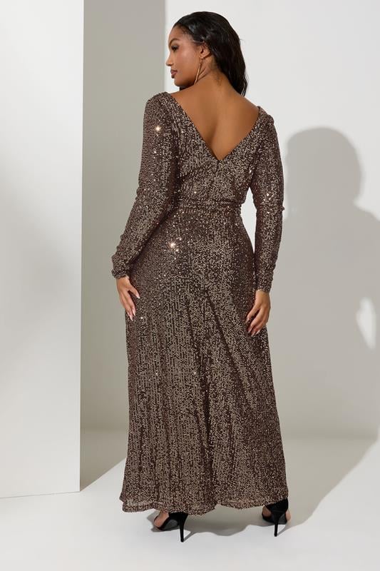Evans YOURS LONDON Curve Gold Sequin Maxi Dress