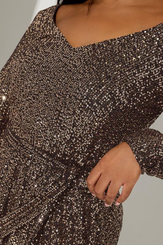 Evans YOURS LONDON Curve Gold Sequin Maxi Dress