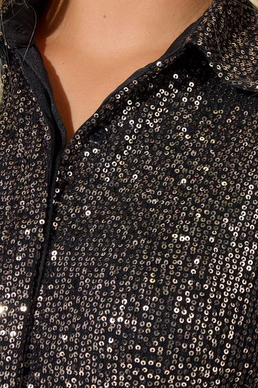 Evans YOURS LONDON Curve Gold Sequin Shirt