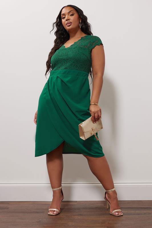 Evans YOURS LONDON Curve Green Lace Midi Dress