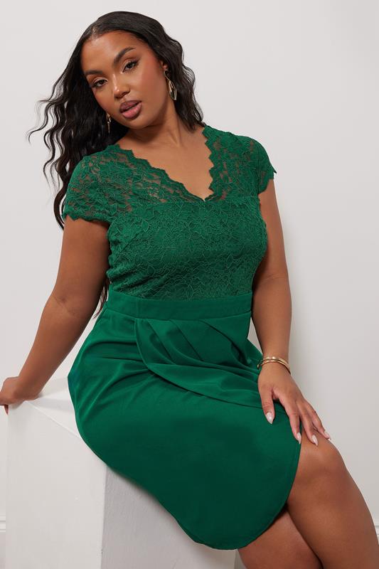 Evans YOURS LONDON Curve Green Lace Midi Dress
