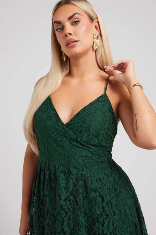 Evans YOURS LONDON Curve Green Lace Skater Dress