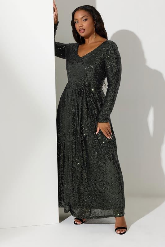 Evans YOURS LONDON Curve Green Sequin Maxi Dress
