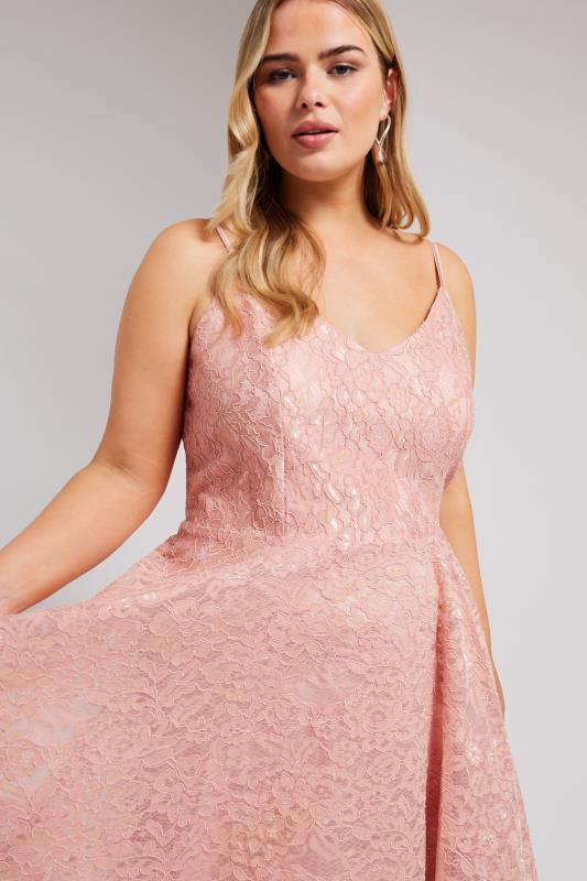 Evans YOURS LONDON Curve Pink Lace Midi Prom Dress
