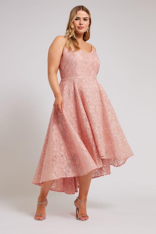 Evans YOURS LONDON Curve Pink Lace Midi Prom Dress