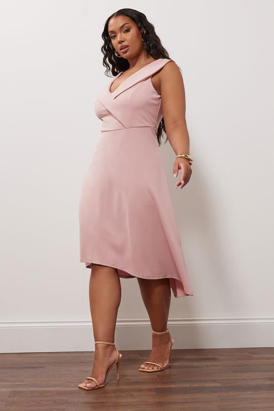 Evans YOURS LONDON Curve Pink Tuxedo Style Dress