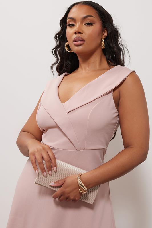 Evans YOURS LONDON Curve Pink Tuxedo Style Dress