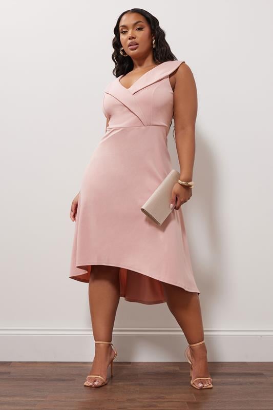 evans YOURS LONDON Curve Pink Tuxedo Style Dress