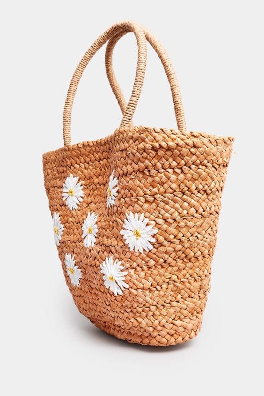 Evans Yours Natural Brown Daisy Straw Bag