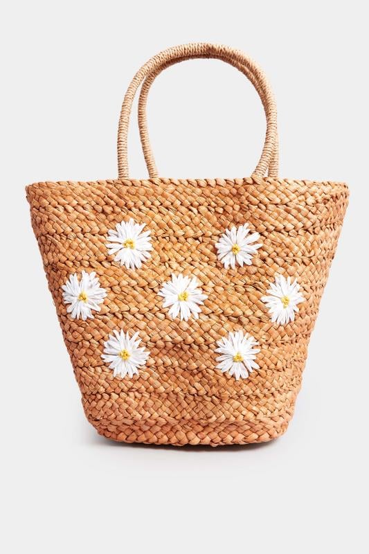Evans Yours Natural Brown Daisy Straw Bag