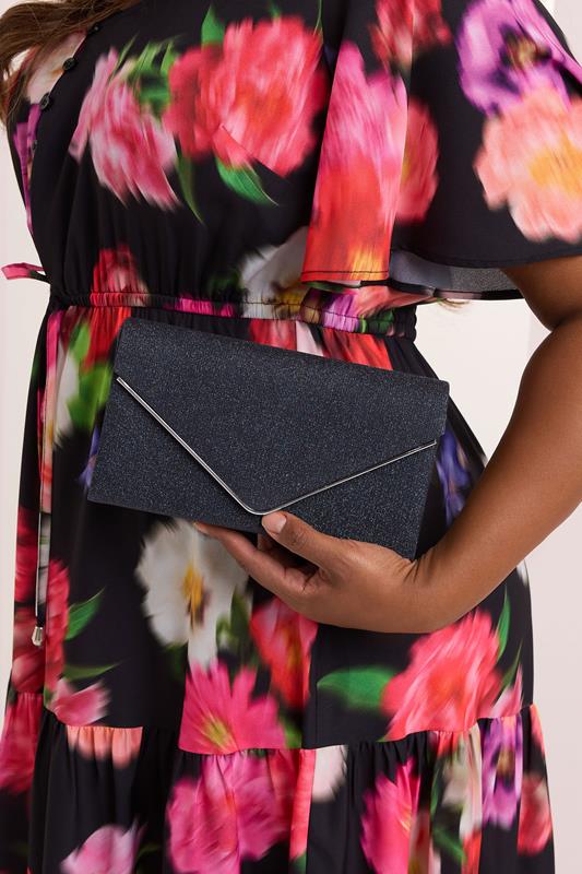 Evans Yours Navy Blue Shimmer Clutch Bag