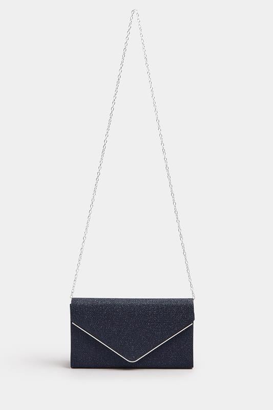 Evans Yours Navy Blue Shimmer Clutch Bag