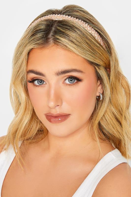 evans Yours Pink Crystal Beaded Headband