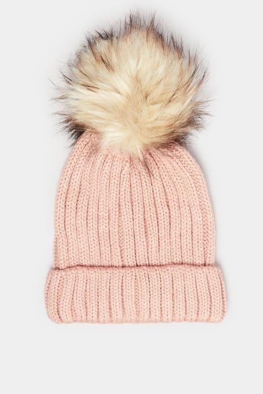 Evans Yours Pink Faux Fur Pom Pom Bobble Hat