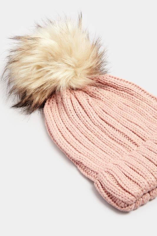 Evans Yours Pink Faux Fur Pom Pom Bobble Hat
