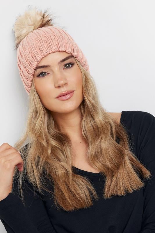 evans Yours Pink Faux Fur Pom Pom Bobble Hat