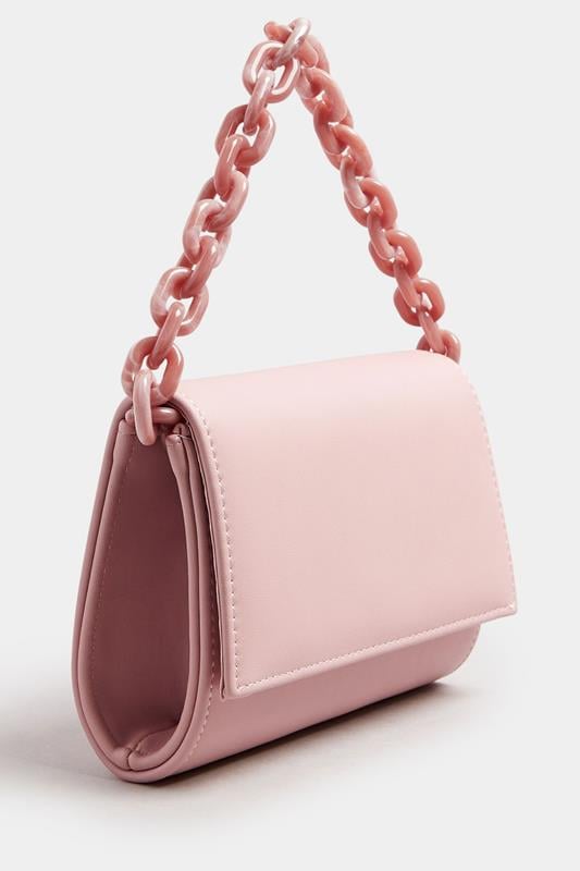 Evans Yours Pink Faux Leather Double Chain Bag