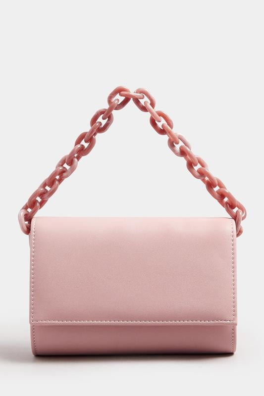 Evans Yours Pink Faux Leather Double Chain Bag