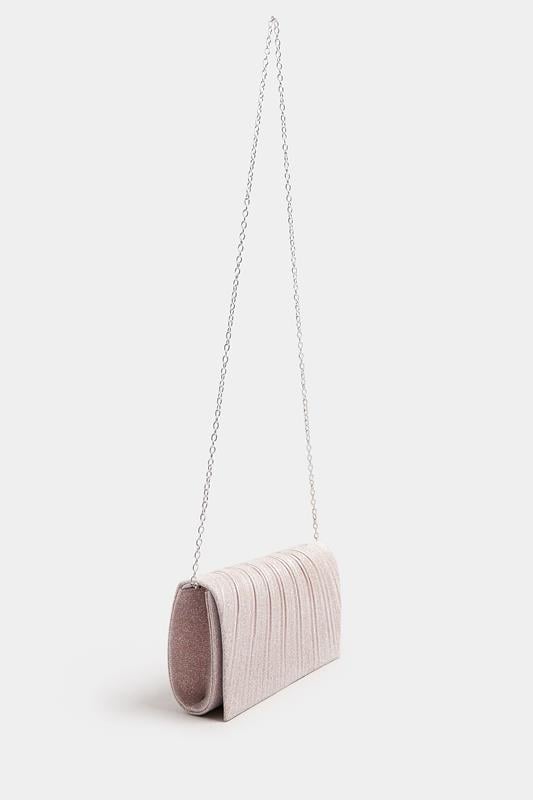 Evans Yours Pink Shimmer Pleated Clutch Bag