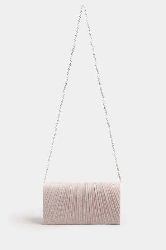 Evans Yours Pink Shimmer Pleated Clutch Bag