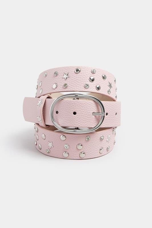 Evans Yours Pink Star Studded Diamante Belt