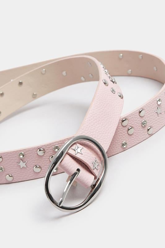 Evans Yours Pink Star Studded Diamante Belt