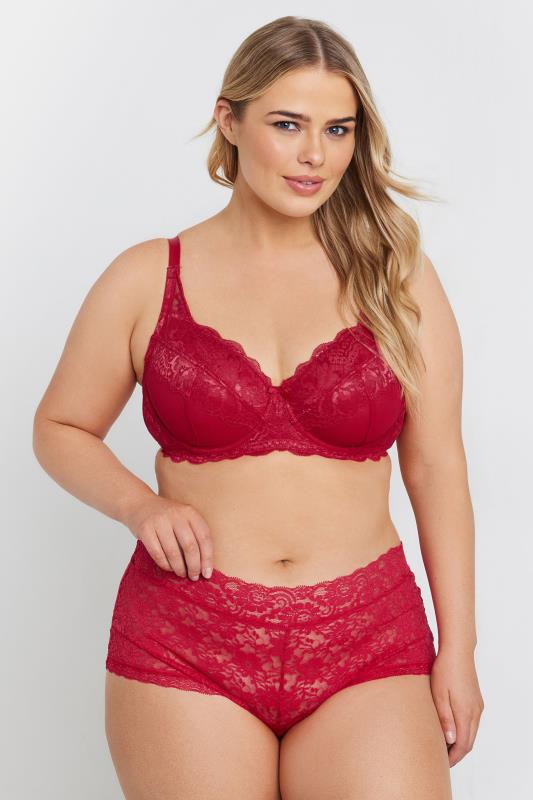 Evans YOURS Red Lace Non-Padded Underwired Bra