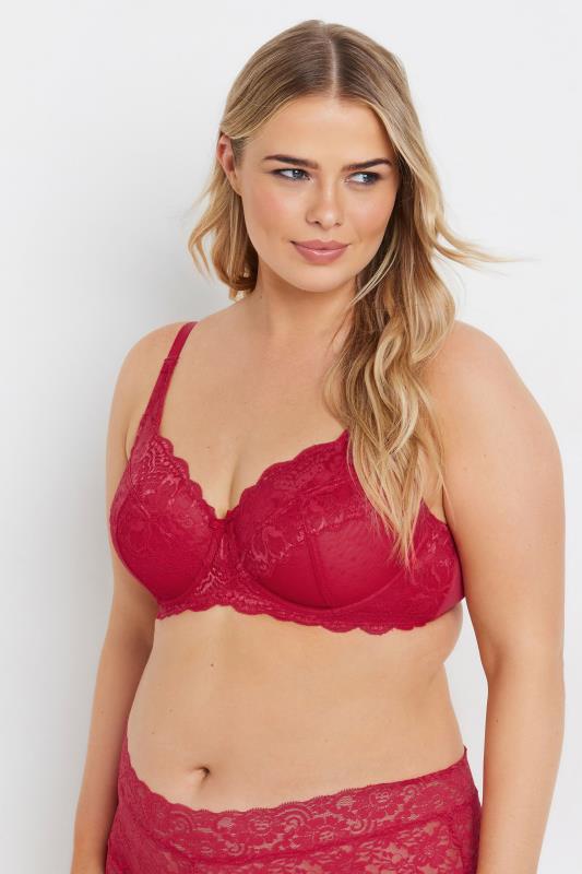 evans YOURS Red Lace Non-Padded Underwired Bra