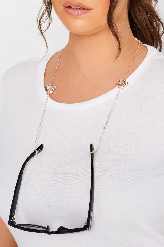 evans Yours Rose Gold Shell Sunglasses Chain