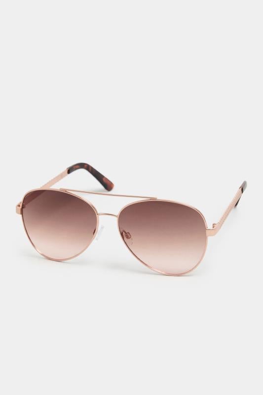 Evans Yours Rose Gold Tone Aviator Sunglasses