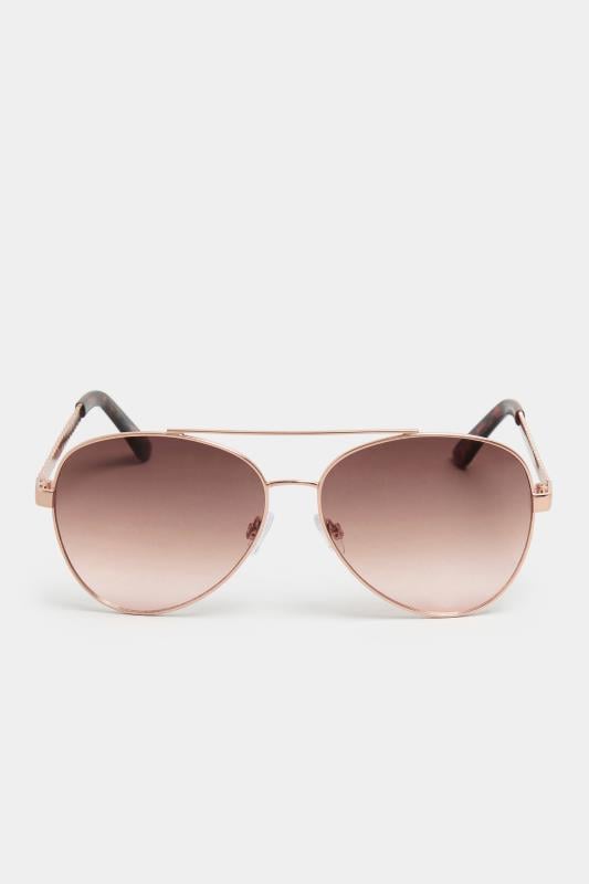 Evans Yours Rose Gold Tone Aviator Sunglasses