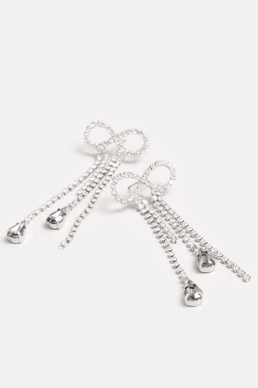 Evans Yours Silver Bow Drop Diamante Earrings