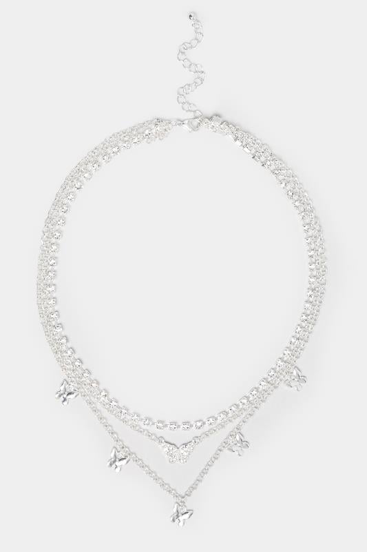 Evans Yours Silver Butterfly Layer Necklace